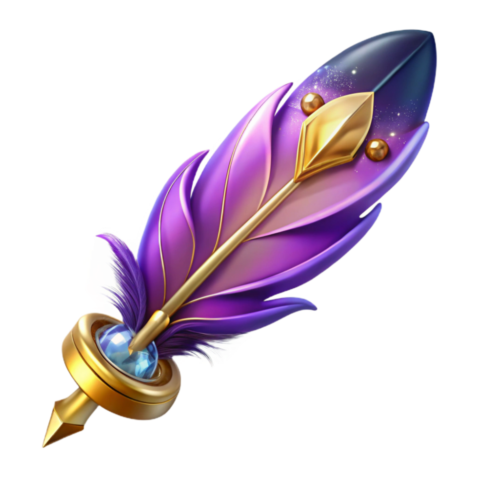 extraordinary classic Purple Feather Quill Pen Isolated Element detailed png