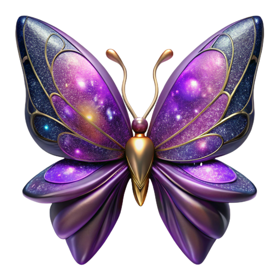 vibrant abstract Purple Butterfly Wings Open Position Transparent Background exclusive png