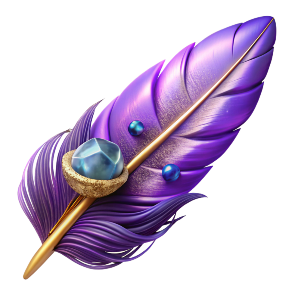 impressive artistic Purple Feather Floating Isolated Element professional png