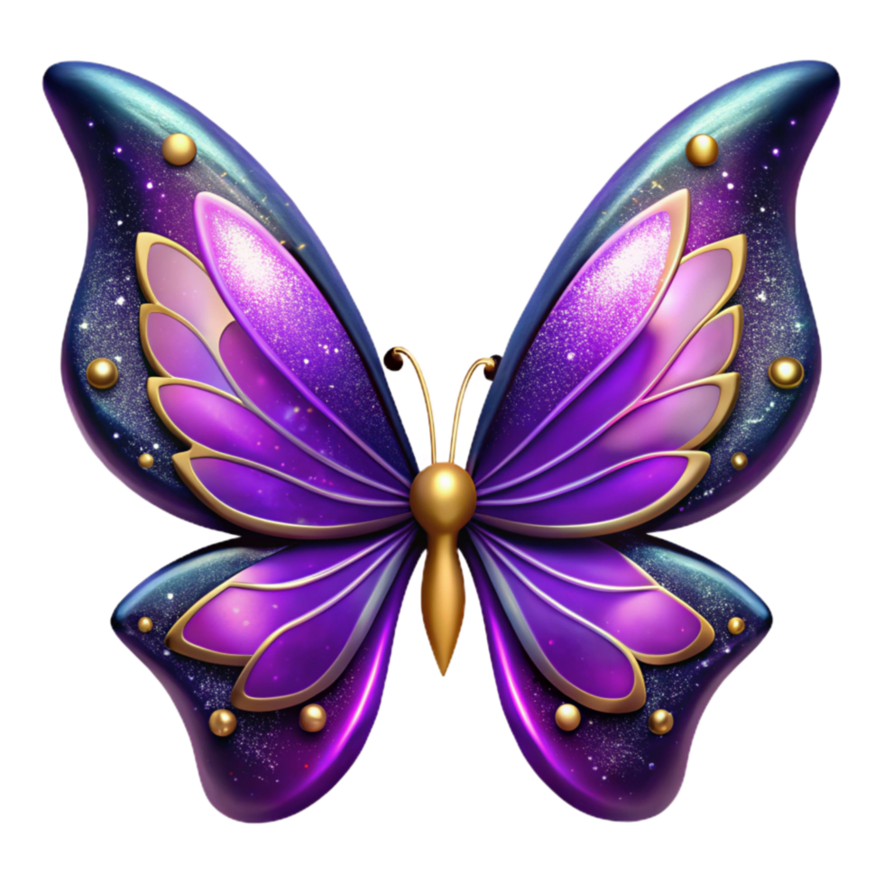 serene modern Purple Butterfly Wings Spread Isolated Element original png