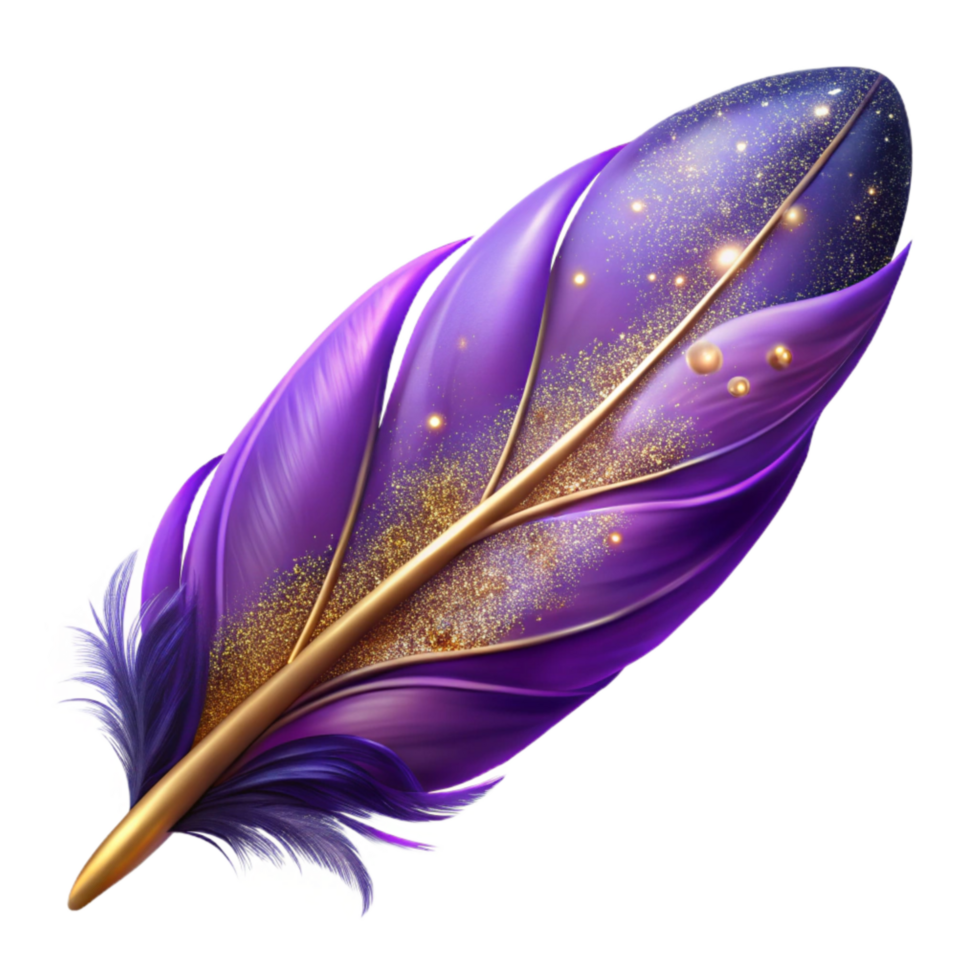 elegant abstract Purple Feather Single Plume Soft Texture Transparent Background genuine png