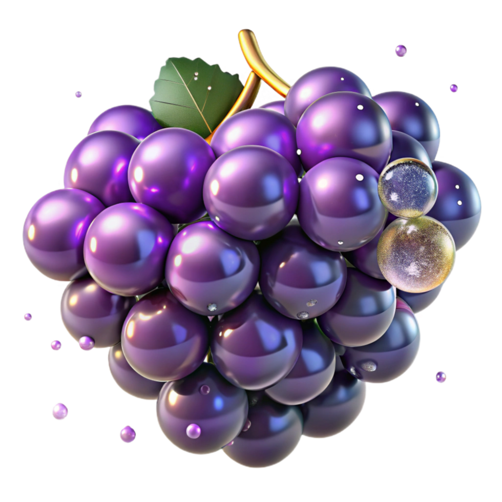 magnificent abstract Purple Grapes Bunch Hanging Down Transparent Background high quality png