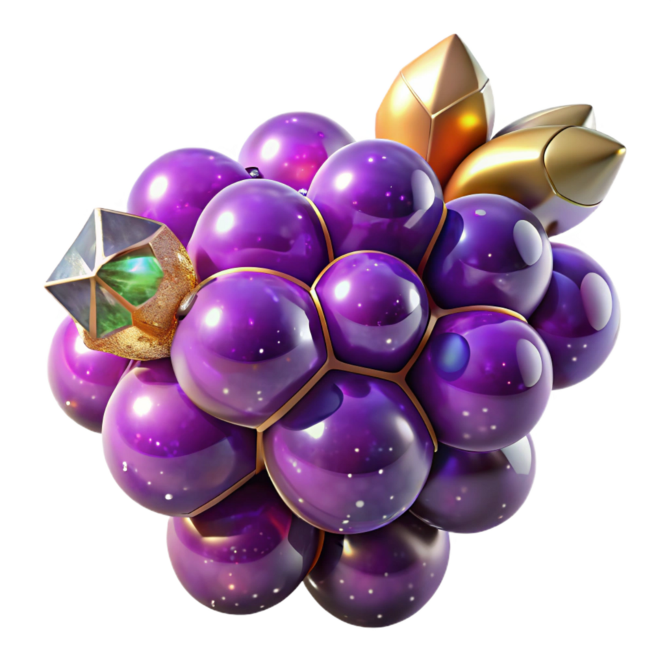 extraordinary artistic Purple Grapes Cluster with Stem Transparent Background authentic png