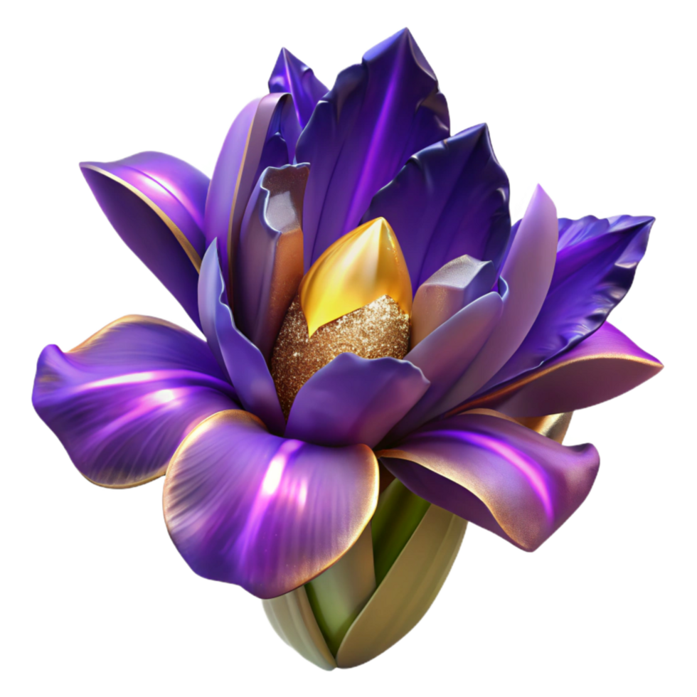 serene abstract Purple Iris Flower Blooming Side View Cutout Element original png