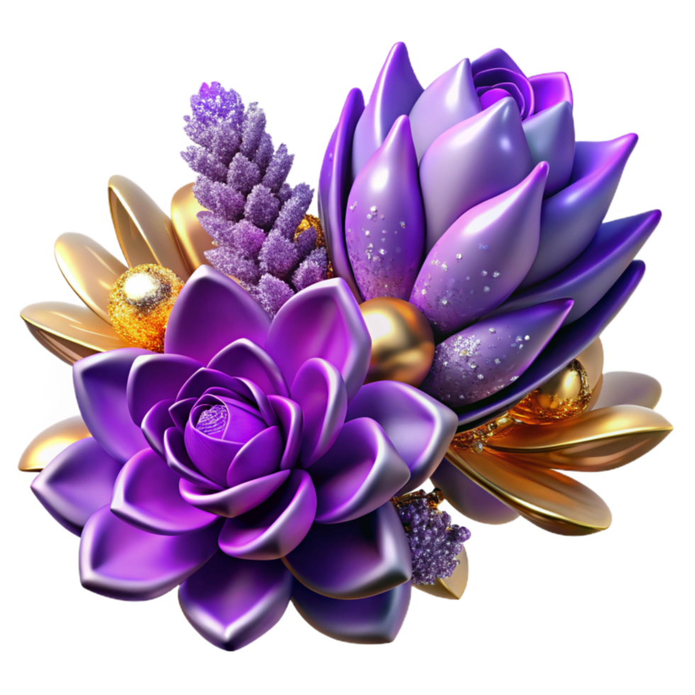 impressive rustic Purple Lavender Flower Bunch Isolated Element premium png