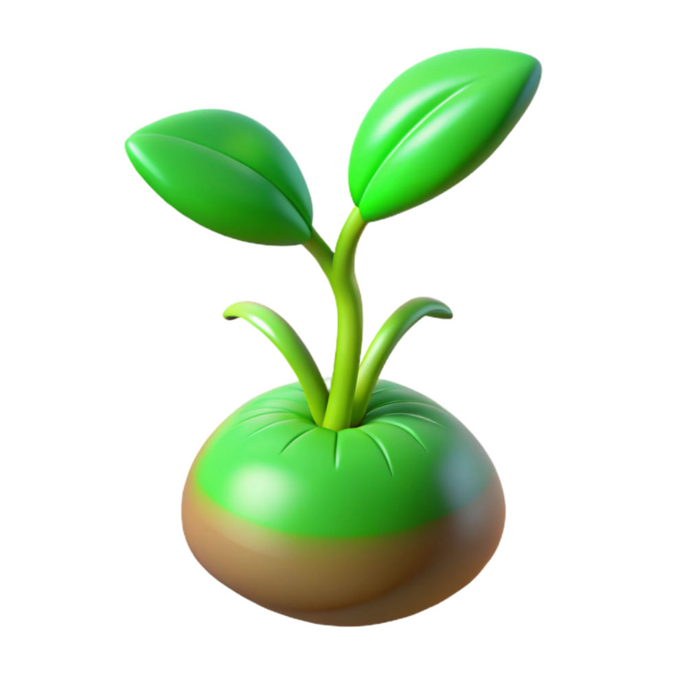 elegant traditional Green sprout with roots 4K png