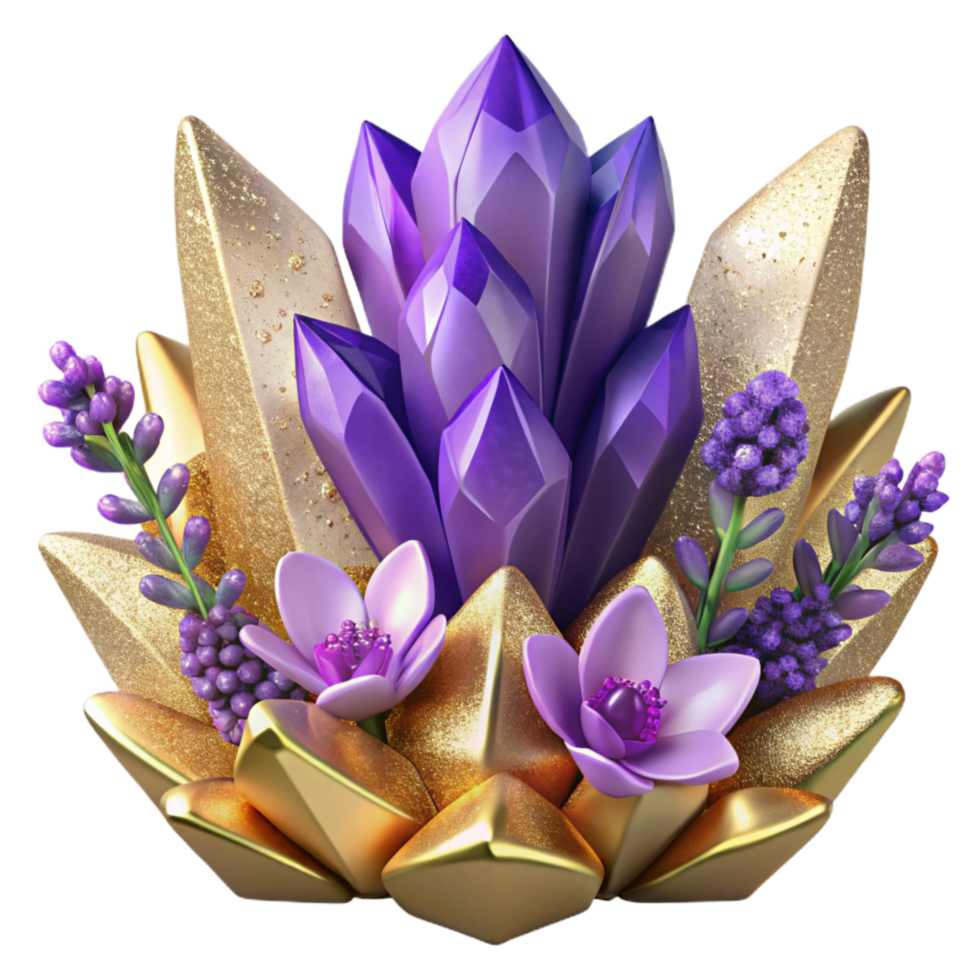 vibrant modern Purple Lavender Sprig with Flowers Transparent Background genuine png
