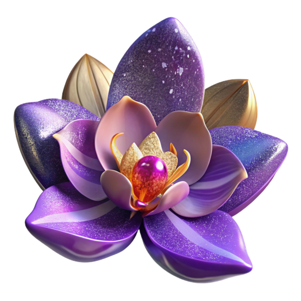 vibrant vintage Purple Orchid Flower Side View Isolated Element png