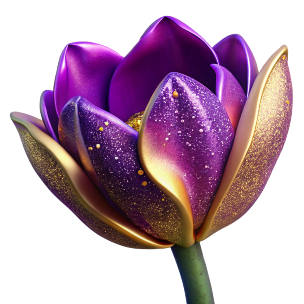 serene vintage Purple Tulip Flower Blooming Side View Cutout Element high quality png