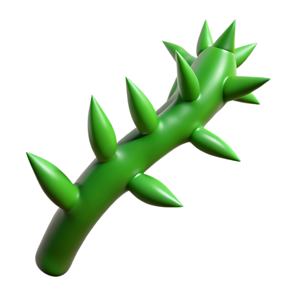 beautiful rustic Green stem with thorns high quality png