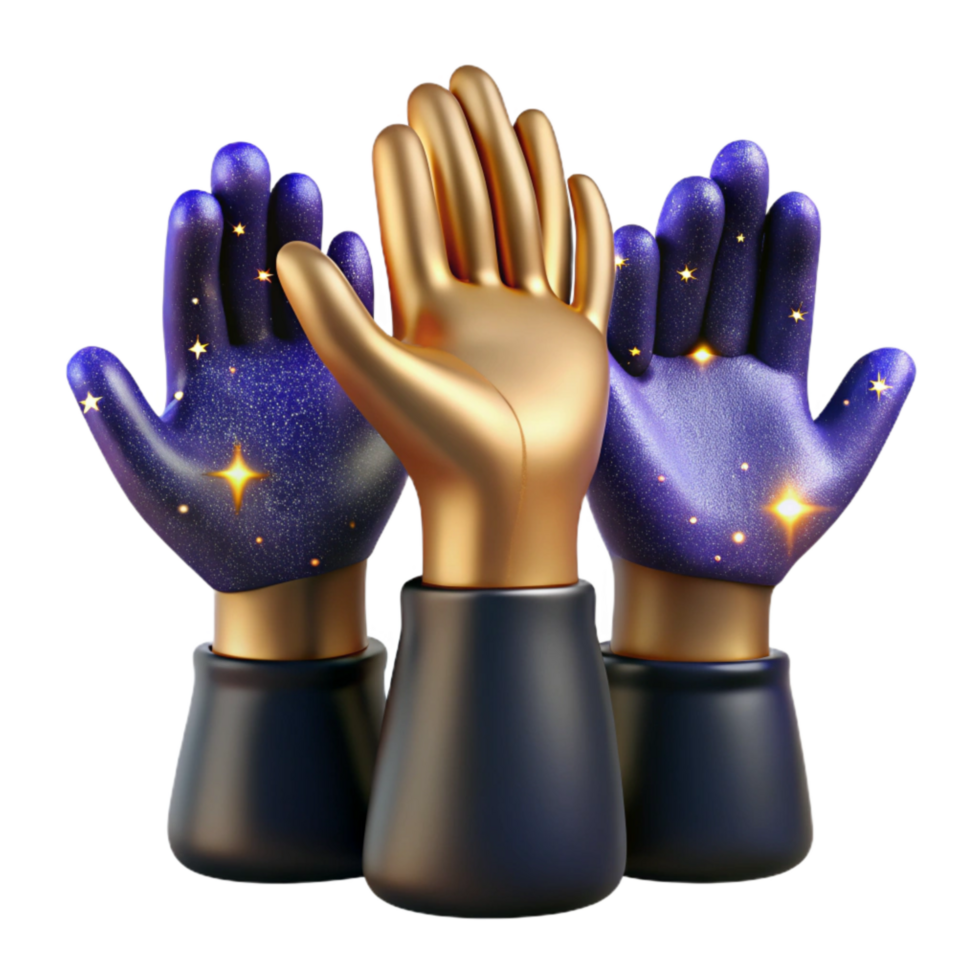 serene modern Raised Hands in Celebration Isolated Cutout high resolution png