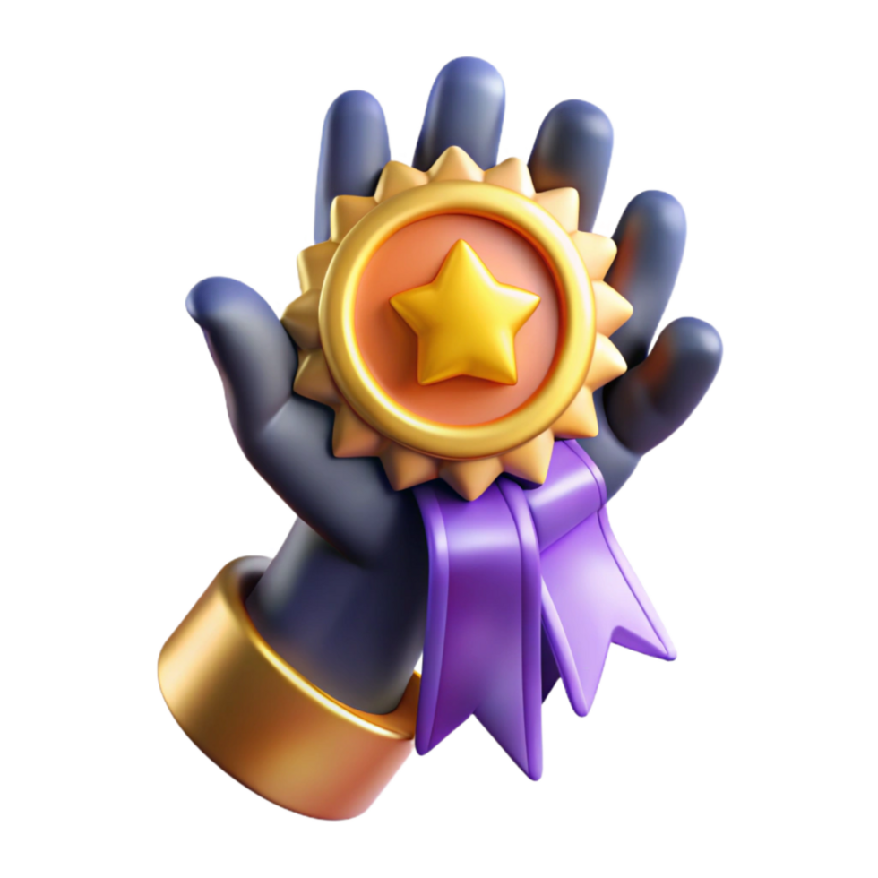 magnificent abstract Raised Hand with Award Ribbon Isolated detailed png