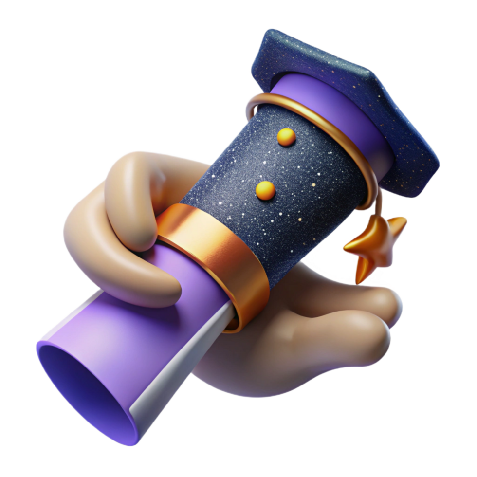 elegant modern Raised Hand with Diploma Isolated png