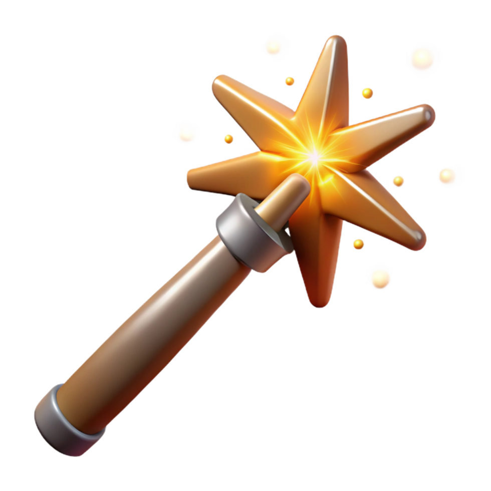 magnificent classic A powerful magic wand, emitting sparks, detailed png