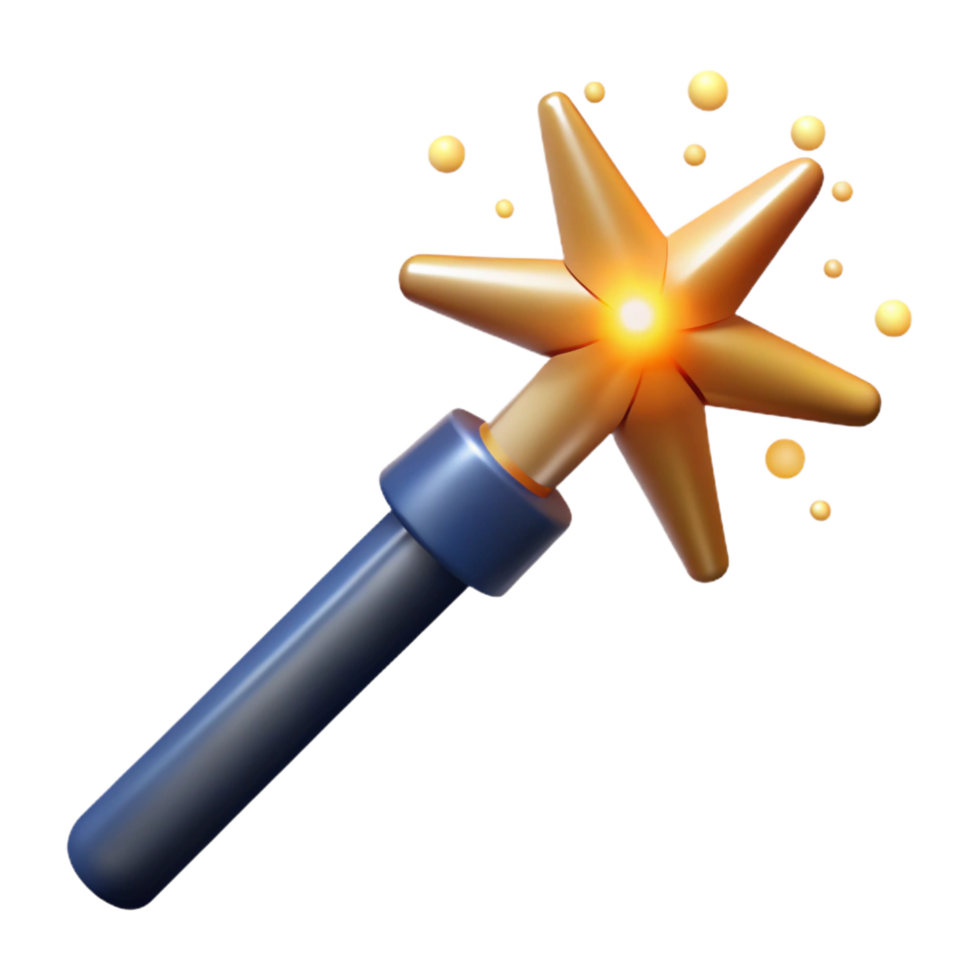 dramatic artistic A powerful magic wand, emitting sparks, detailed png