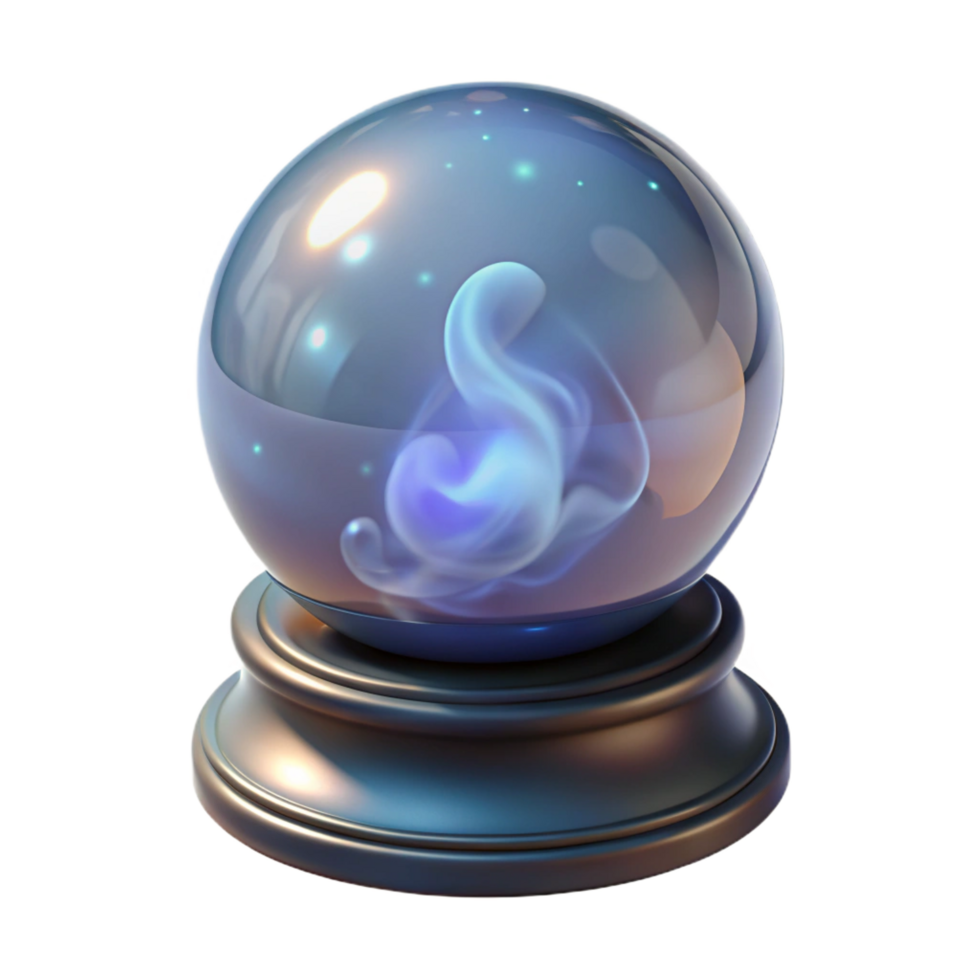 wonderful rustic A single, enchanted crystal ball, swirling with mist, professional png