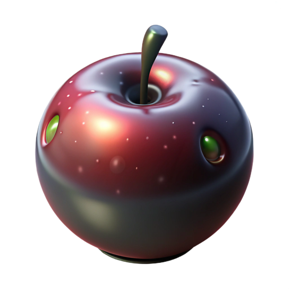 beautiful modern A single, poisoned apple, glistening with dark magic, authentic png