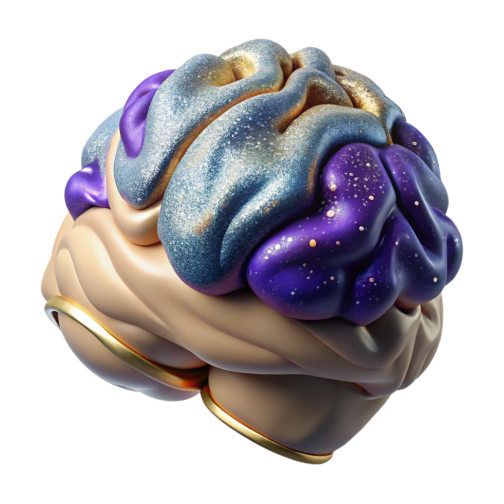 vibrant classic Realistic Brain Side View Isolated high quality png