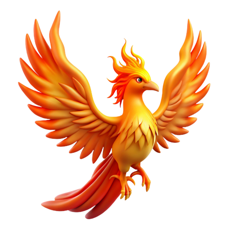 dramatic artistic A majestic phoenix, engulfed in flames, high resolution png