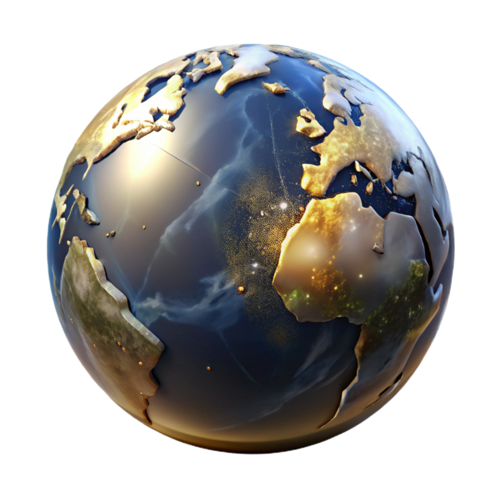 wonderful abstract Realistic Earth Globe Angled View Transparent Background authentic png