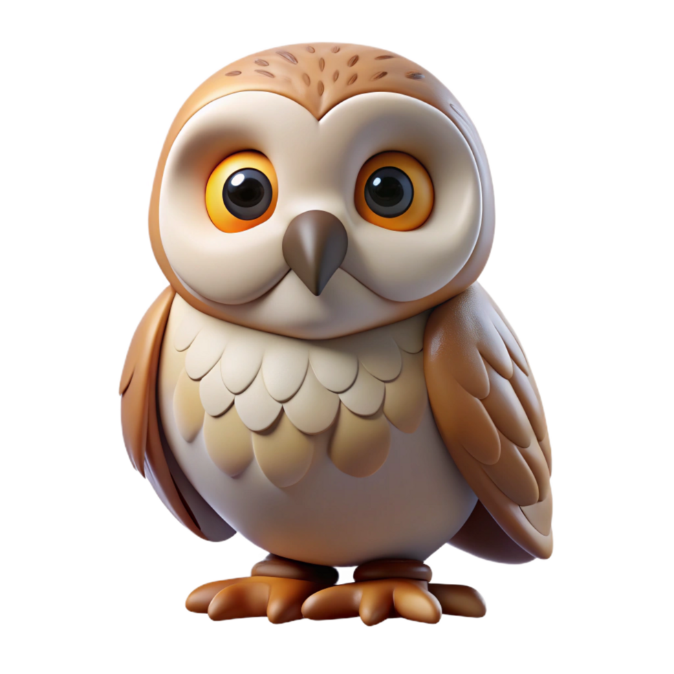 beautiful minimalist A wise barn owl, with wide eyes 4K png