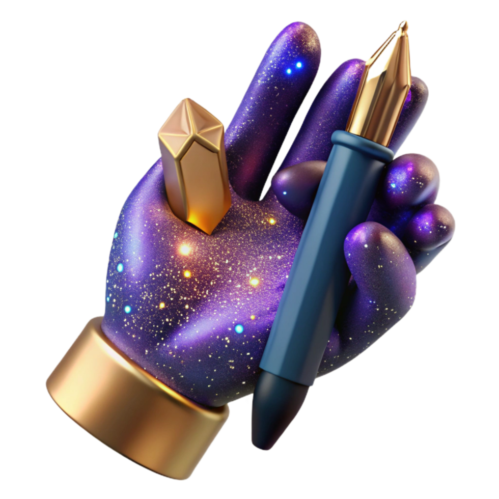 vibrant artistic Realistic Hand Holding a Pencil Cutout original png