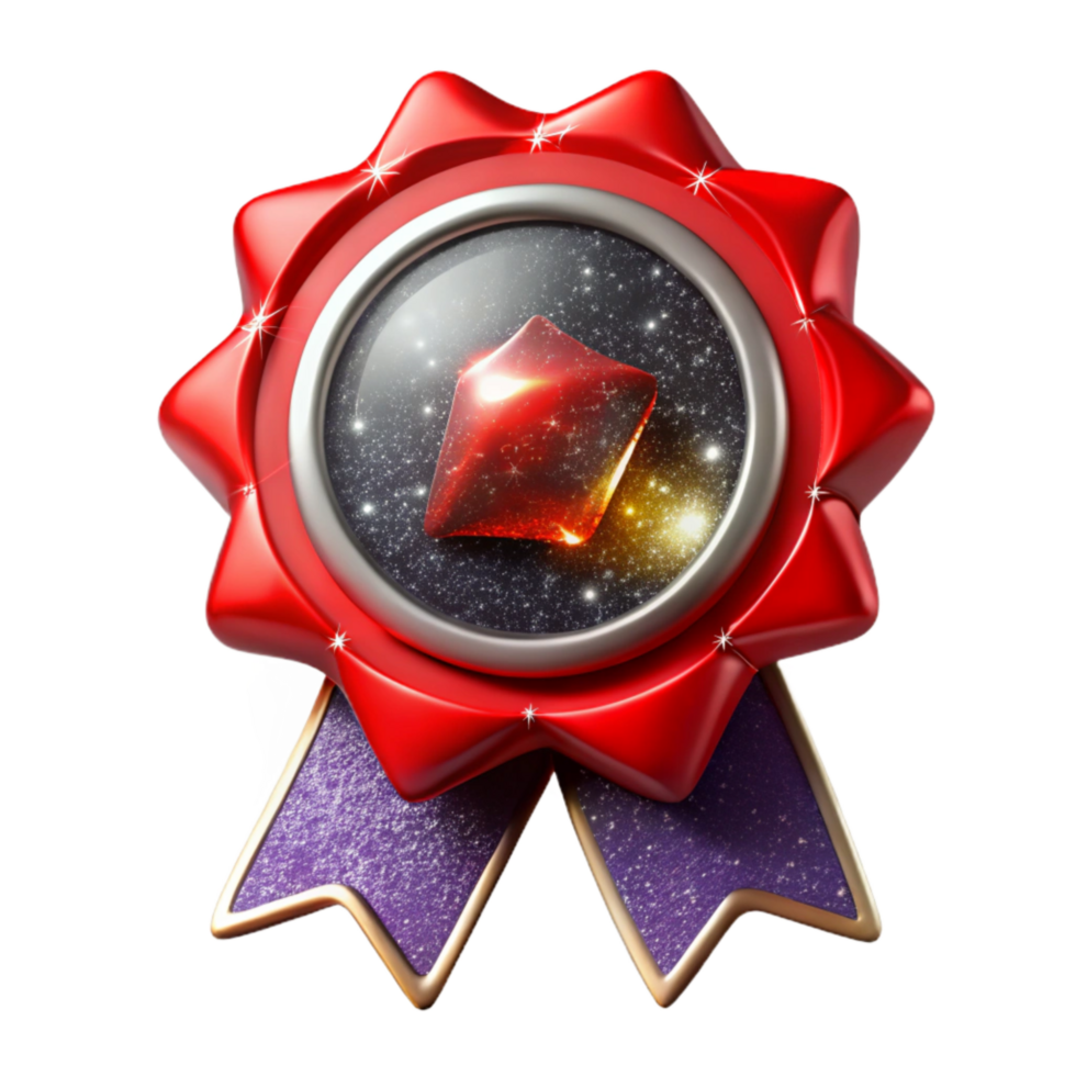 beautiful rustic Red Award Ribbon with Gold Trim Cutout genuine png