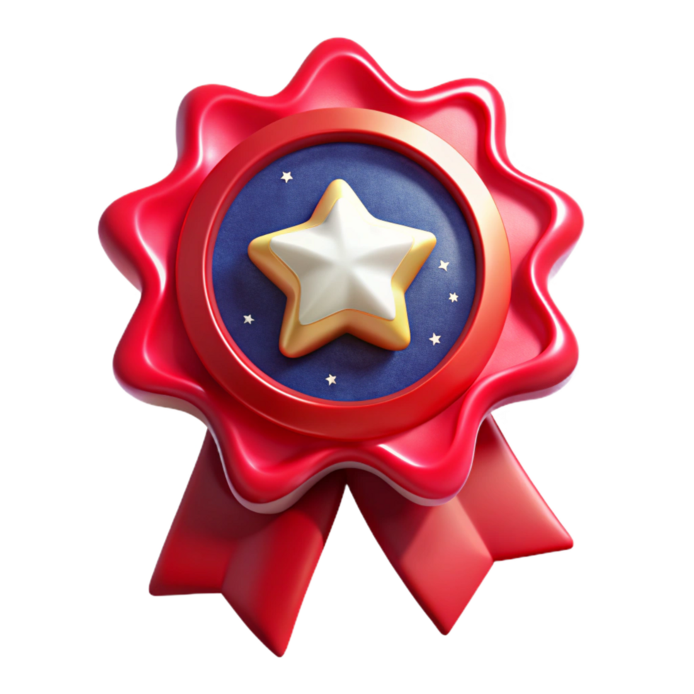 impressive abstract Red Award Ribbon with Gold Trim Cutout png