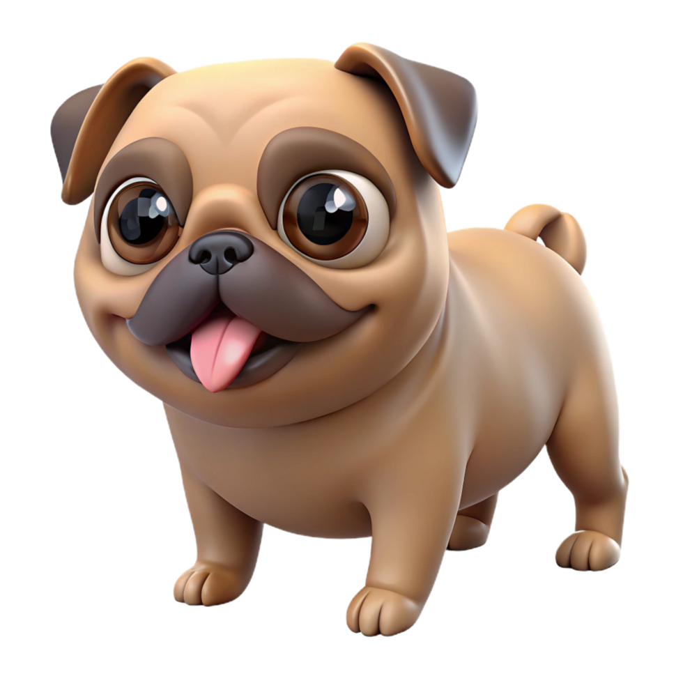 vibrant classic A playful pug, with a wrinkled face detailed png