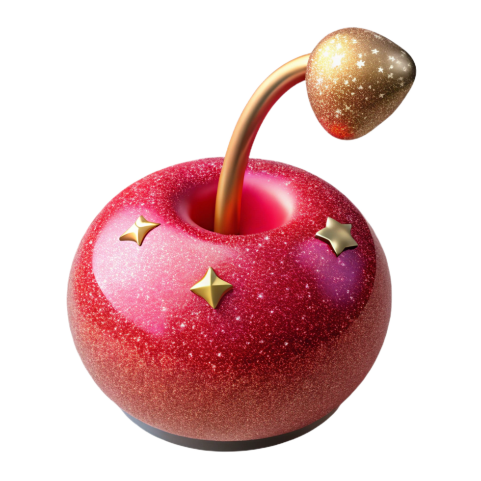 extraordinary vintage Red Cherry Two Fruits Stem Attached Cutout Element high quality png