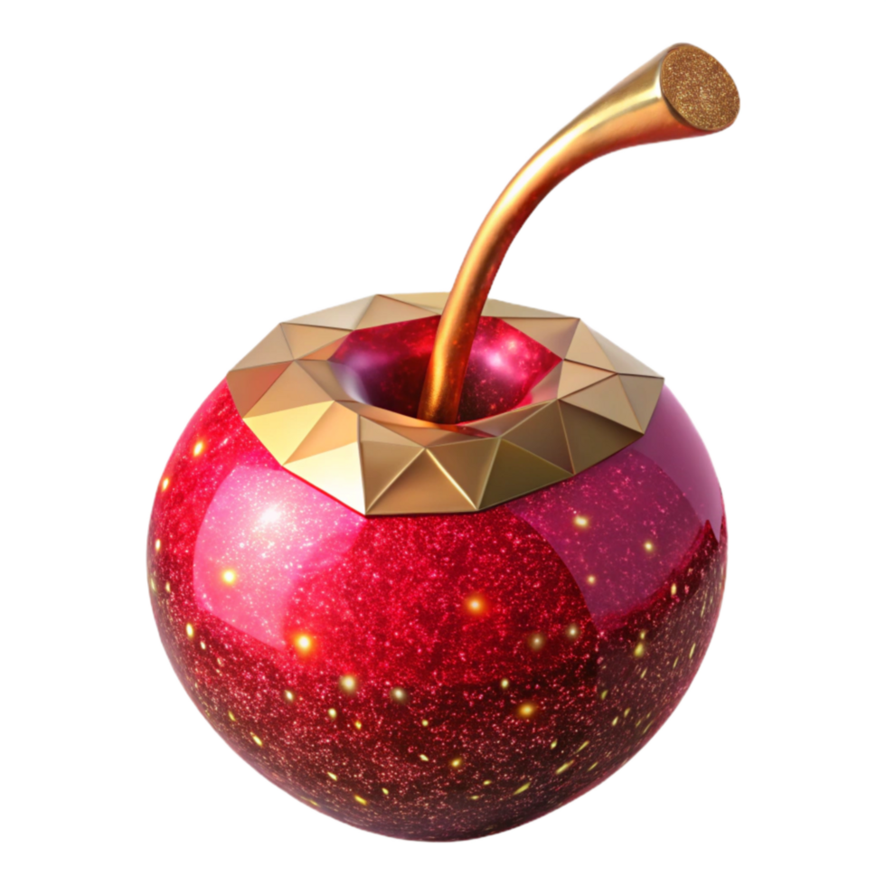 serene classic Red Cherry with Stem Cutout Element png