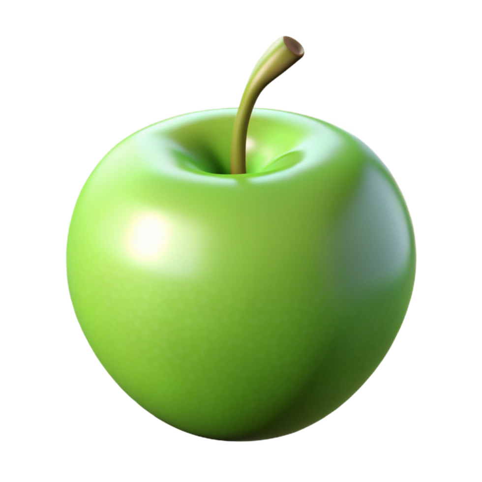 stunning contemporary Ripe green apple with stem 4K png