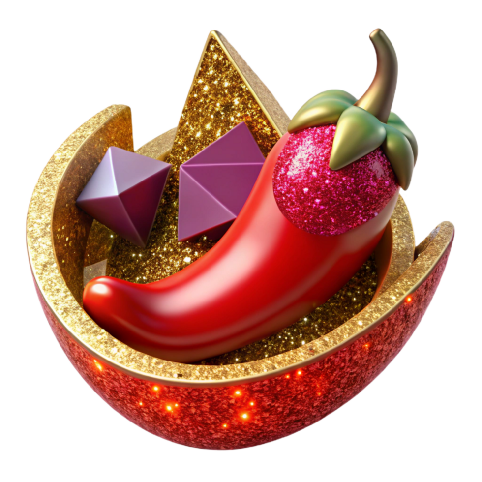 dramatic artistic Red Chili Pepper Flakes Cutout Element premium png