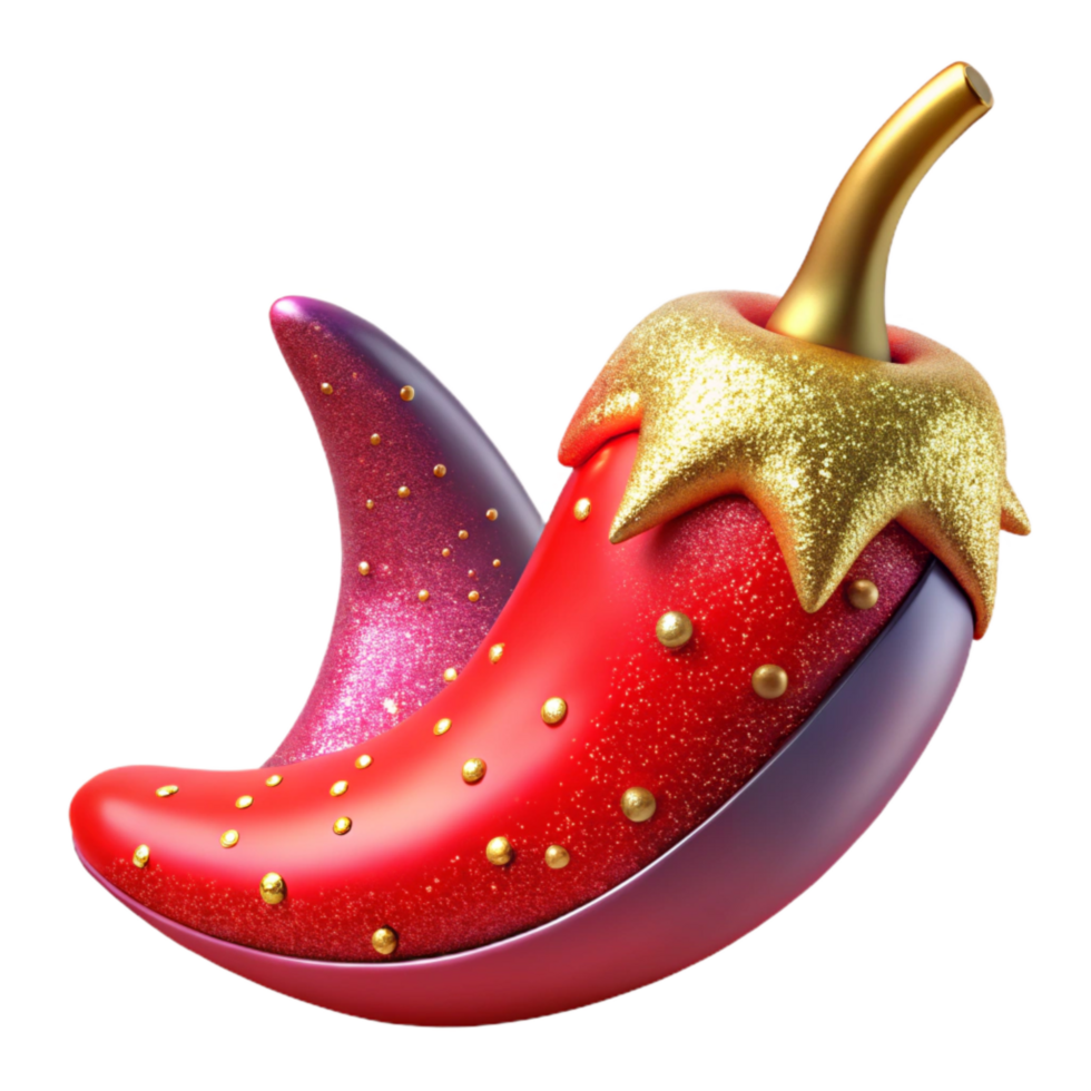 serene abstract Red Chili Pepper with Stem Cutout Element high resolution png