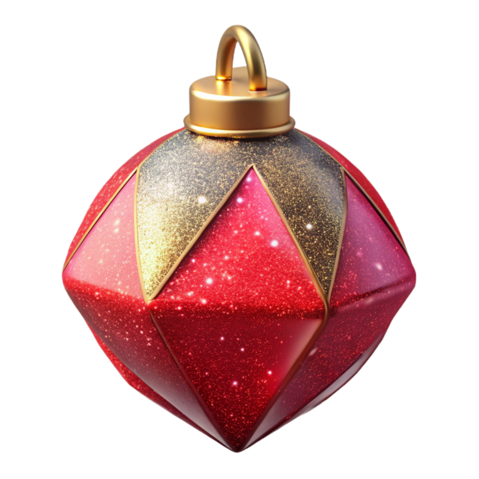 dramatic abstract Red Christmas Ornament Angled View Isolated Element premium png