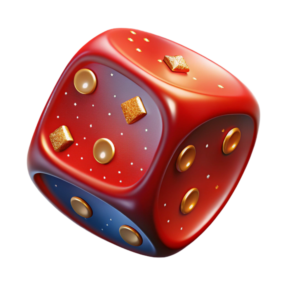 vibrant abstract Red Dice Mid Roll Cutout Transparent Background exclusive png