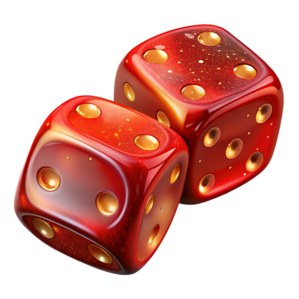 dramatic minimalist Red Dice Showing Double Sixes Transparent Background detailed png