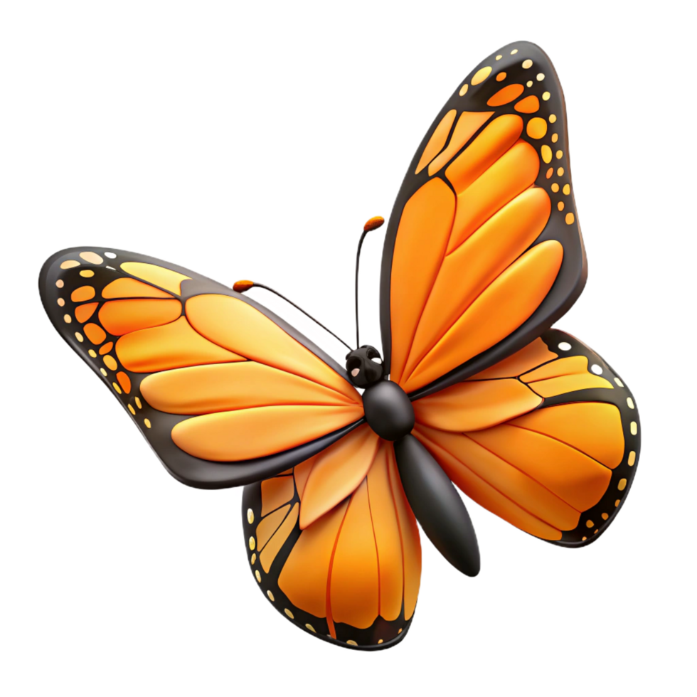 magnificent classic Monarch butterfly, wings open high quality png