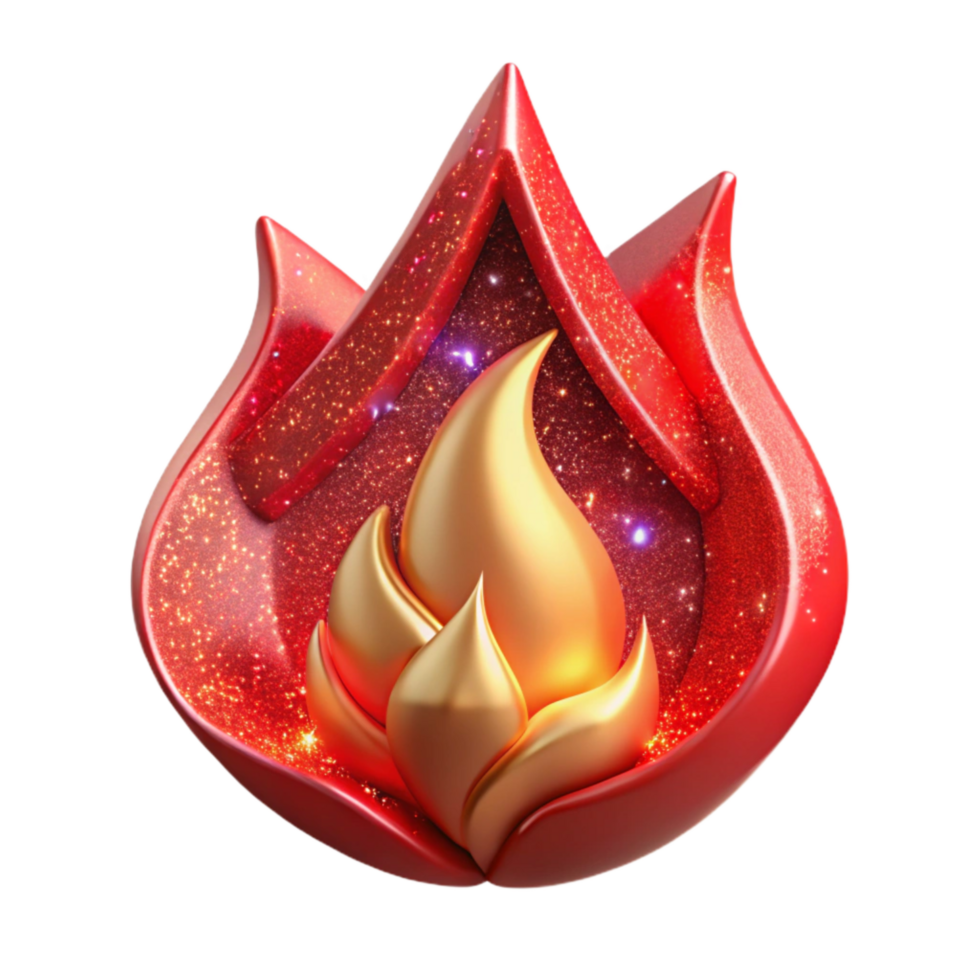 beautiful abstract Red Fire Flame Icon Cutout Element authentic png
