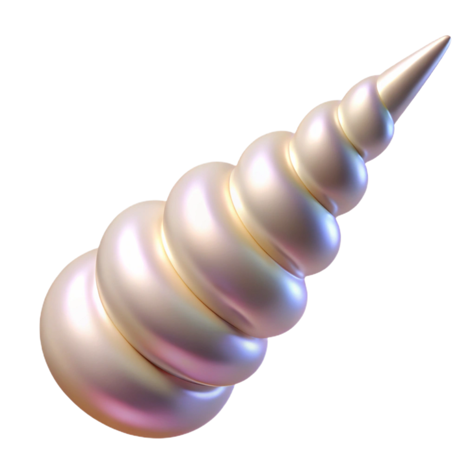 magnificent rustic A realistic rendering of a unicorn horn, spiraled and pearly white, high quality png
