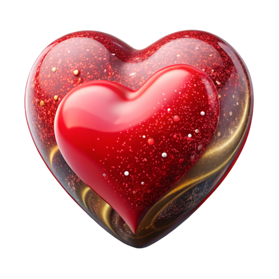 elegant contemporary Red Heart Shape Isolated on Transparent Background high resolution png