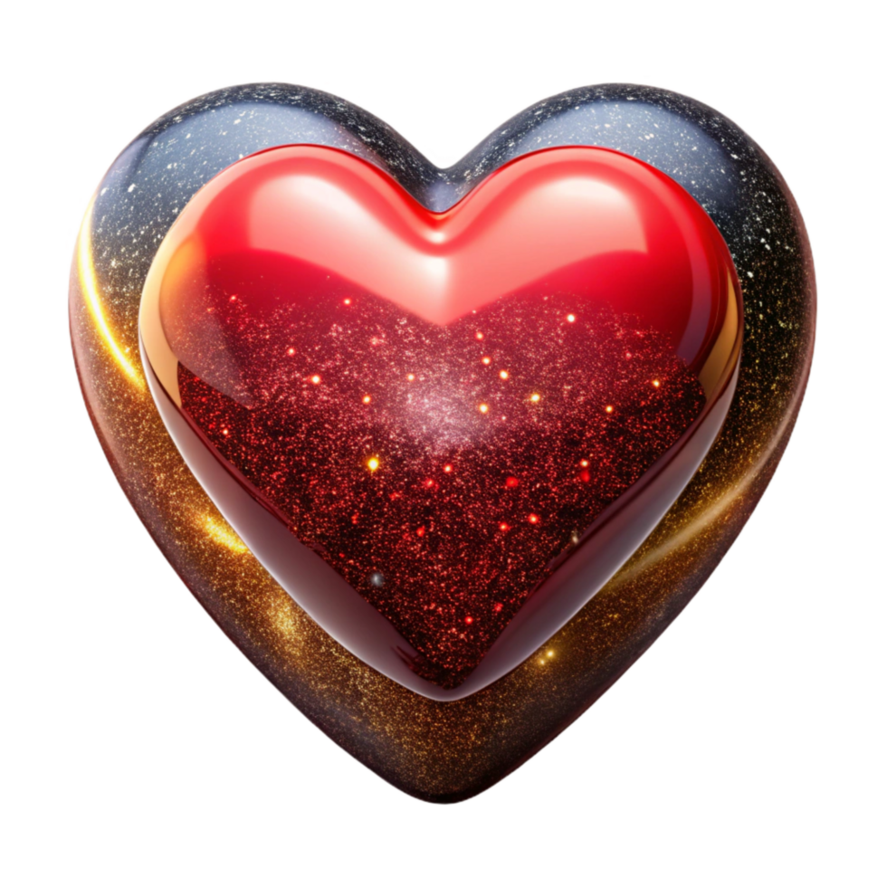 elegant artistic Red Heart Shape Isolated on Transparent Background png