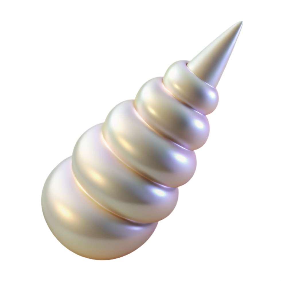 dramatic artistic A realistic rendering of a unicorn horn, spiraled and pearly white, detailed png