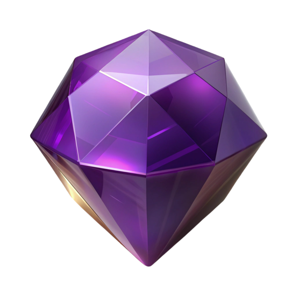 serene classic A single, polished amethyst gemstone, deep purple and faceted, exclusive png