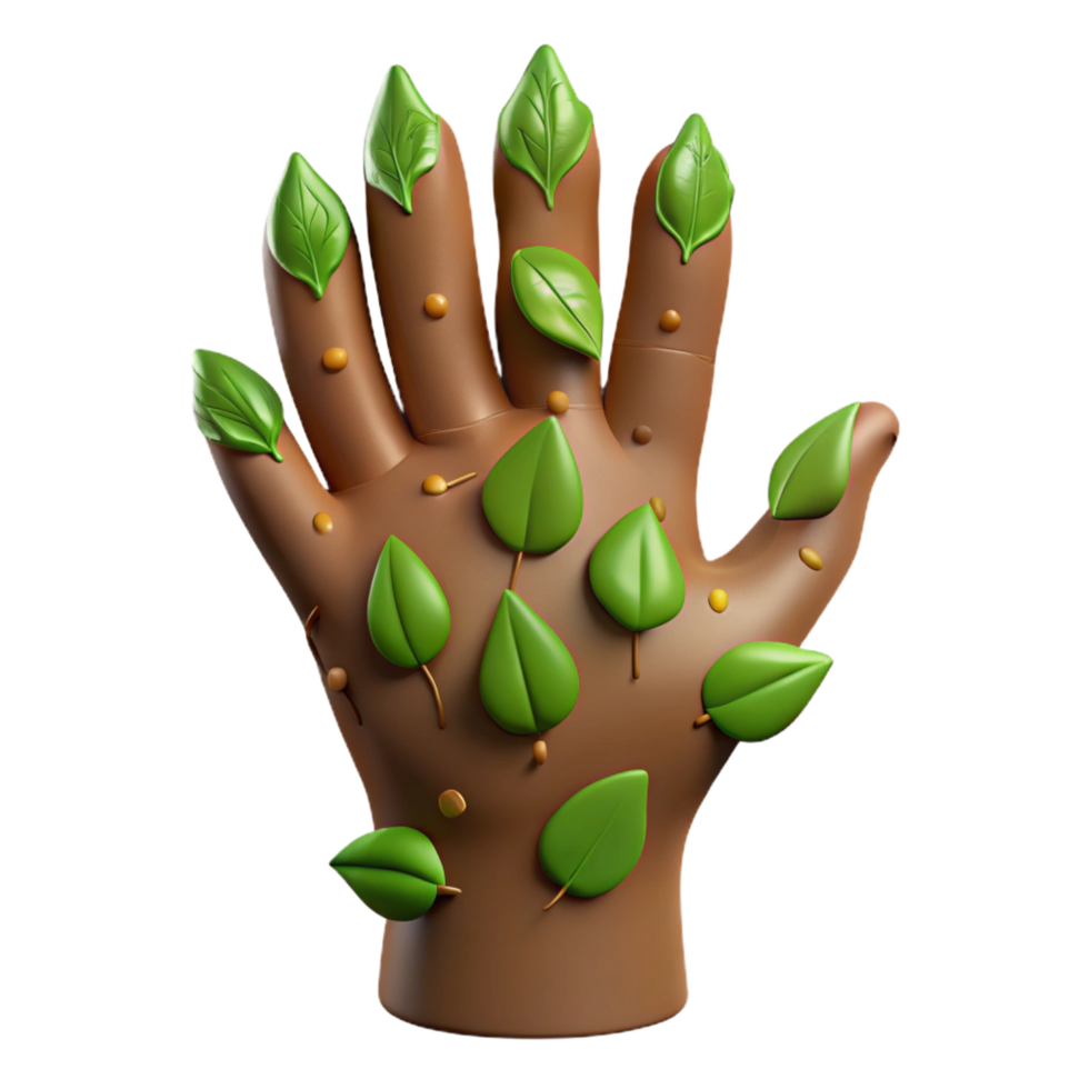 extraordinary minimalist A detailed illustration of a dryad's hand, covered in bark and leaves, genuine png