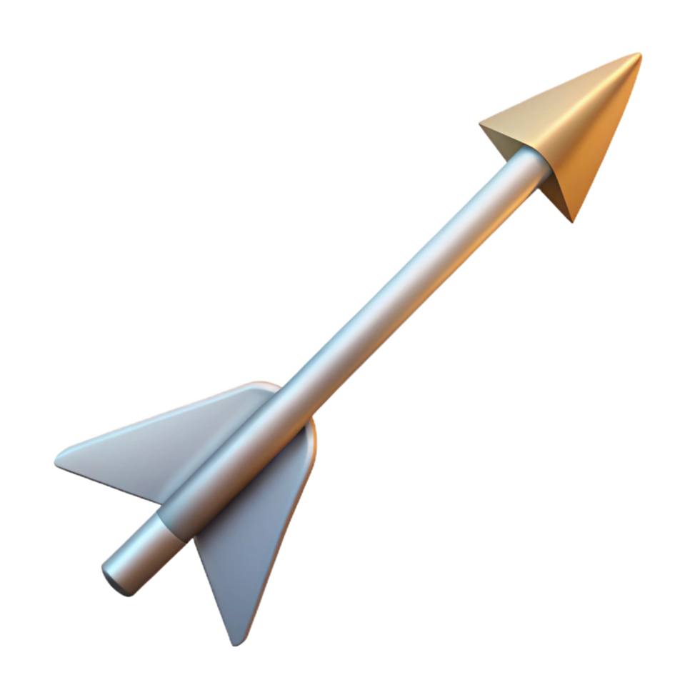 elegant rustic A single, sharp arrow with fletching and a metal tip, authentic png