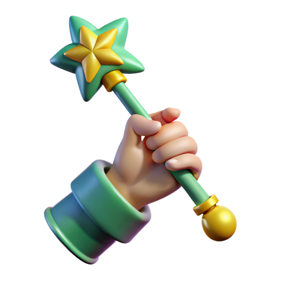 elegant traditional A realistically rendered elf hand holding a magic wand, authentic png