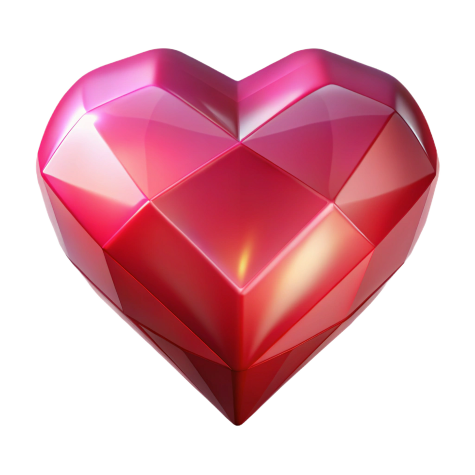 wonderful contemporary A single, stylized heart-shaped gemstone radiating love energy, high resolution png