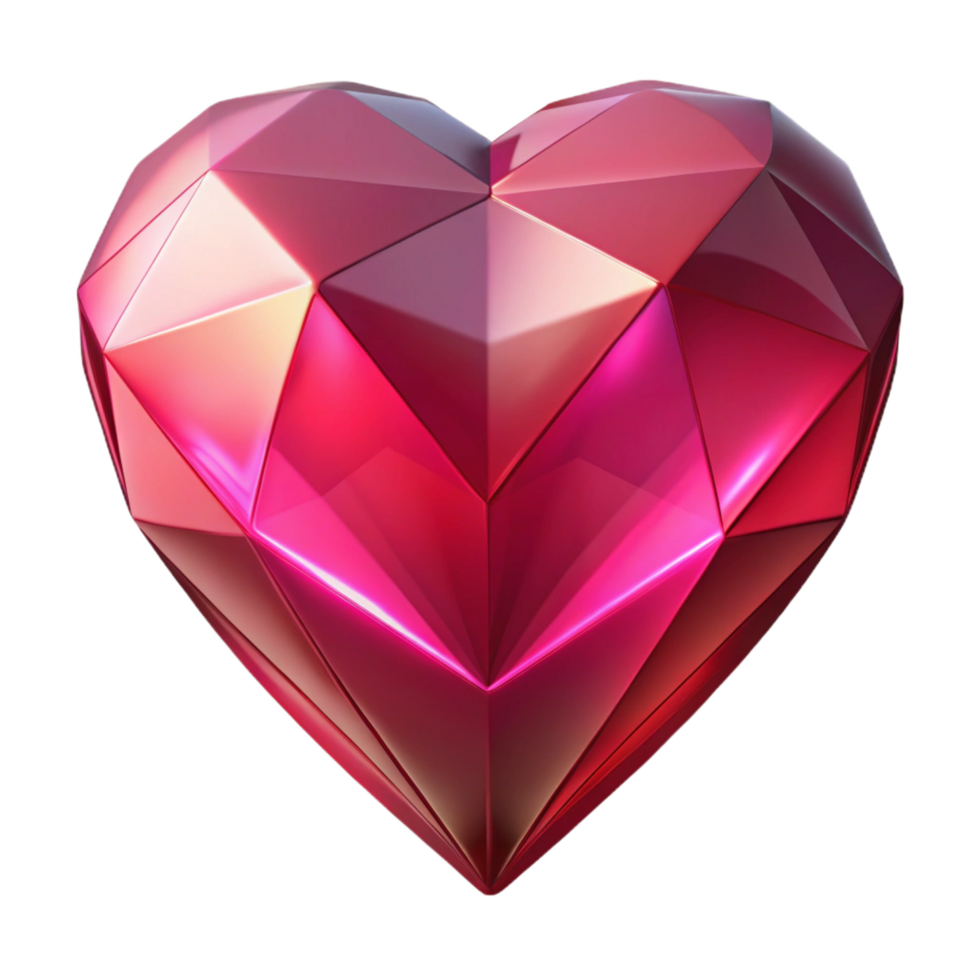 extraordinary contemporary A single, stylized heart-shaped gemstone radiating love energy, 4K png