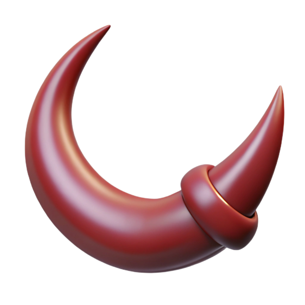 elegant minimalist A realistic rendering of a demon horn, curved and sharp, exclusive png